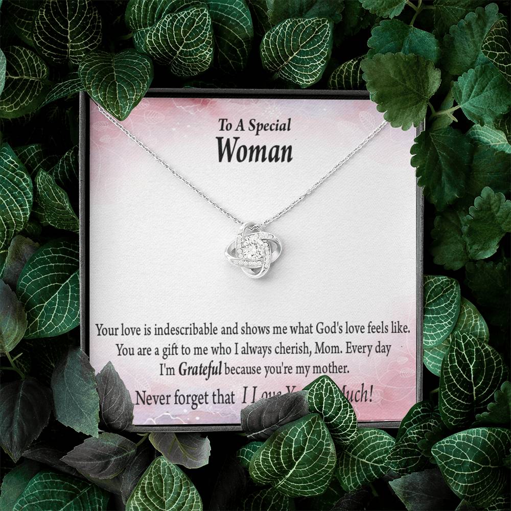 Mom I'm Grateful Love Knot Pendant Necklace With Message Card-Express Your Love Gifts