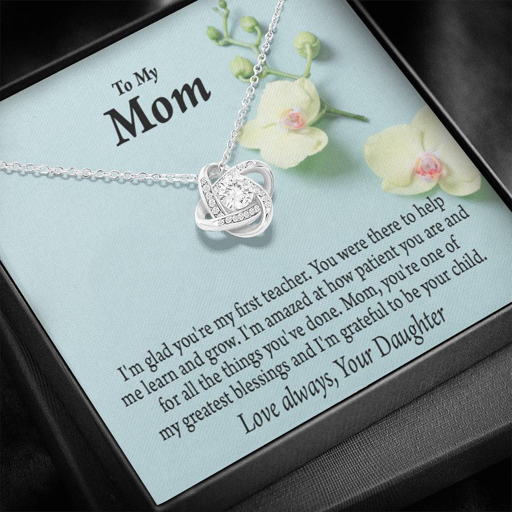 Mother Daughter Necklace First Teacher Love Knot Pendant Pendant Message Card-Express Your Love Gifts