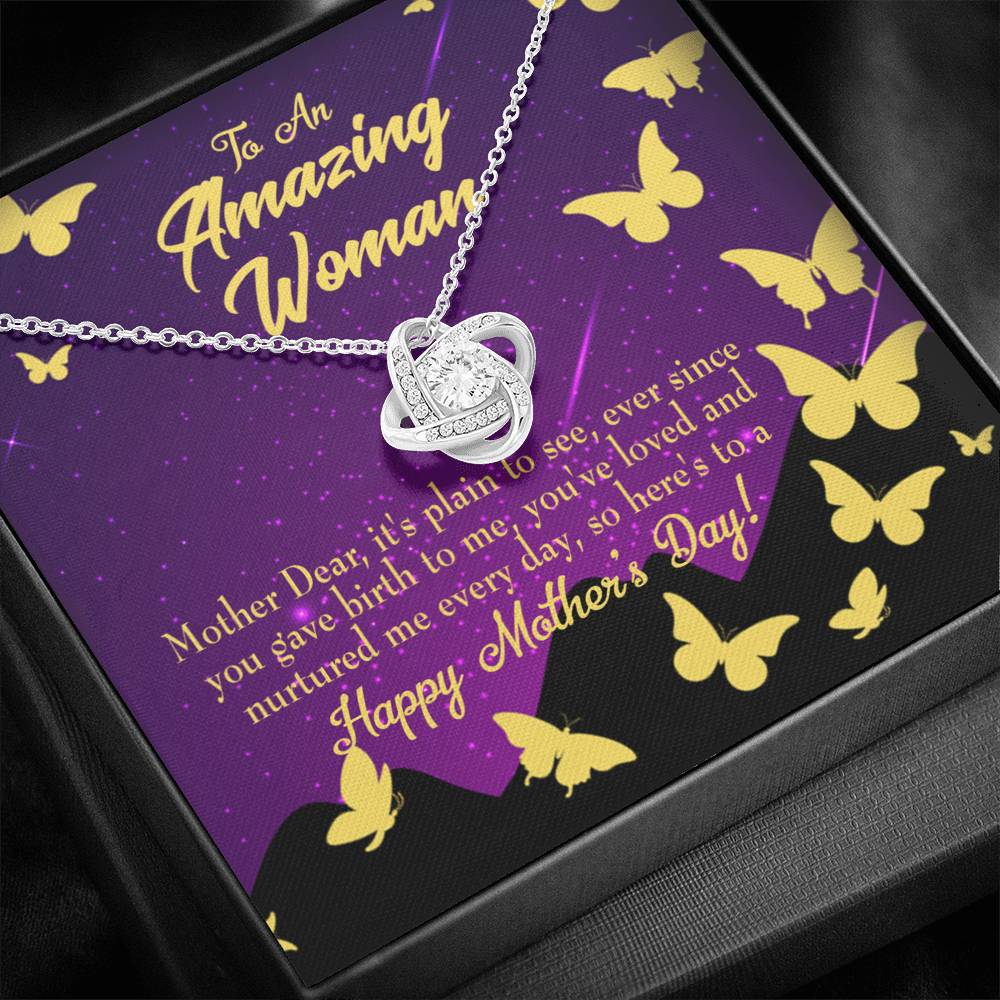 To Mom Mother'S Day Love Knot Pendant Message Card Pendant Stainless Steel-Express Your Love Gifts