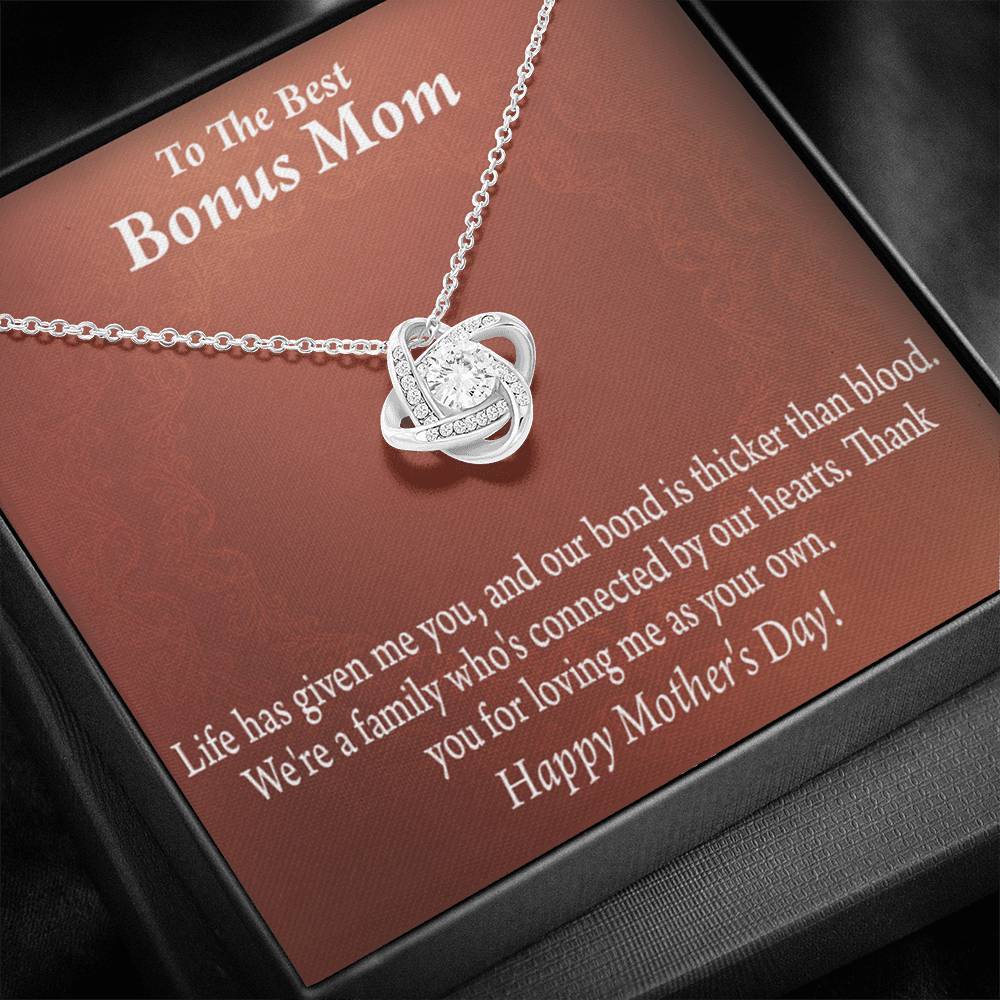 Bonus Mom Necklace Best Bonus Mom Happy Mothers Day Love Knot Pendant Pendant Message Card-Express Your Love Gifts