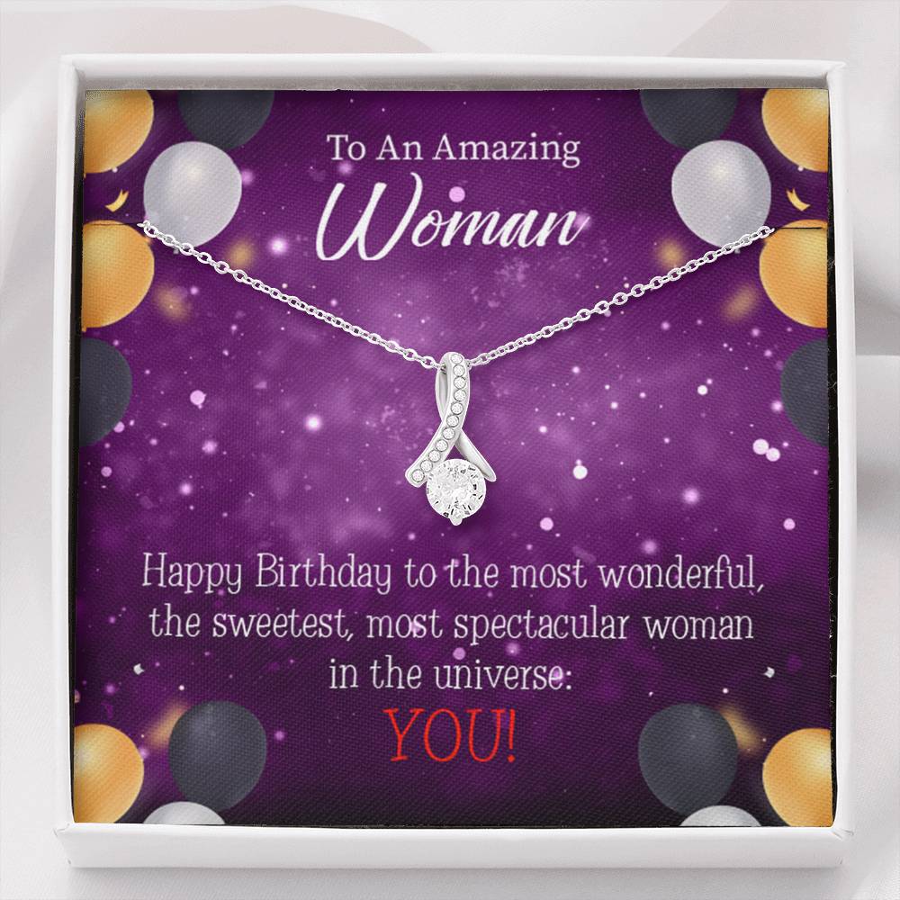 Best Mom In Universe Eternity Ribbon Necklace Birthday Message Card-Express Your Love Gifts
