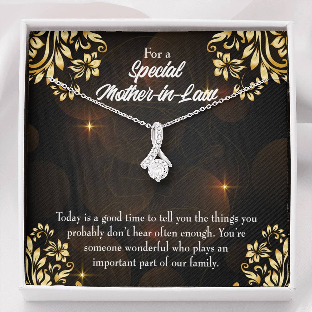 Mother-In-Law Necklace Someone Wonderful Eternity Ribbon Stone Pendant-Express Your Love Gifts