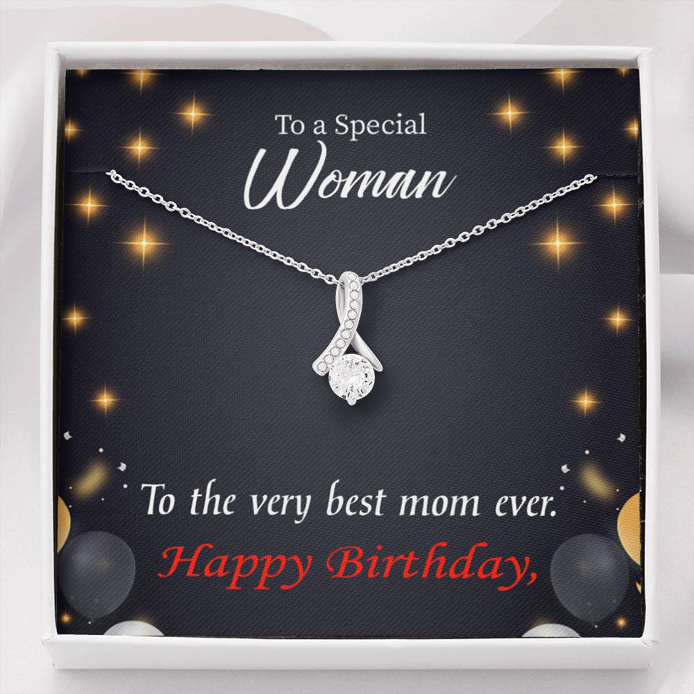 Best Mom Ever Eternity Ribbon Stone Necklace Birthday Message Card-Express Your Love Gifts