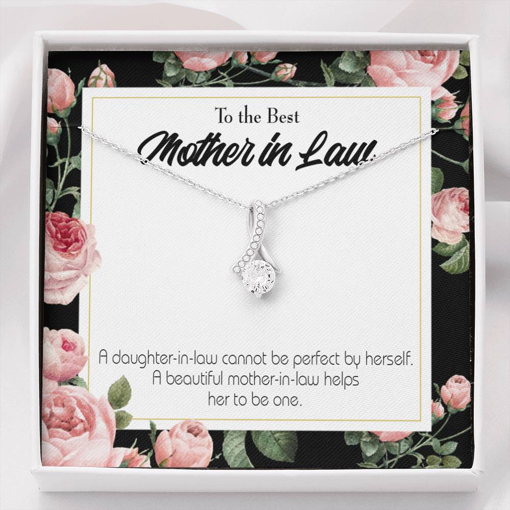 Mother-In-Law Necklace Beautiful Mother-In-Law Eternity Ribbon Stone Pendant Keepsake Message Card-Express Your Love Gifts