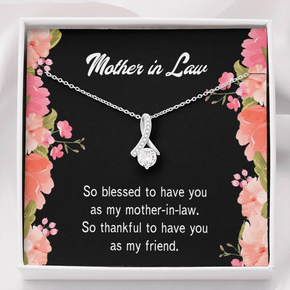 Mother-In-Law Necklace So Blessed Eternity Ribbon Stone Pendant Keepsake Message Card-Express Your Love Gifts