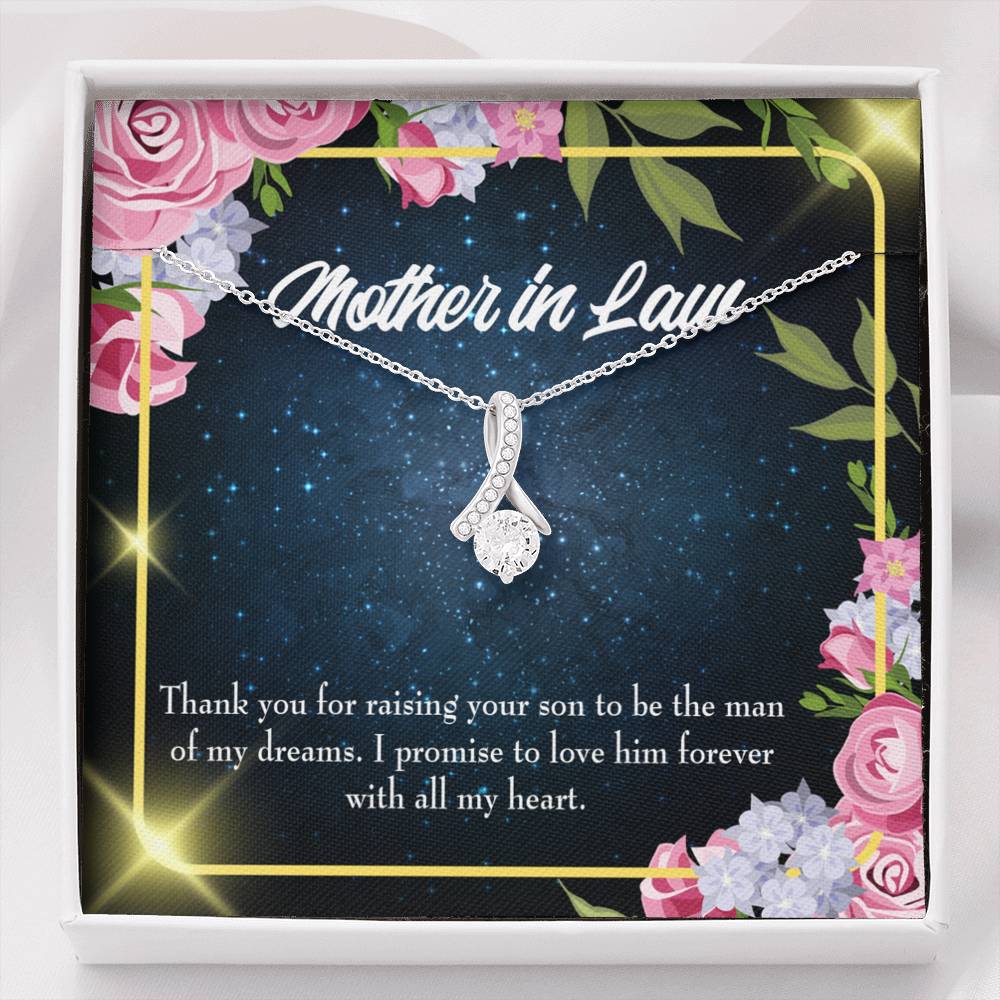 Mother-In-Law Necklace Mother In Love Eternity Ribbon Stone Pendant Keepsake Message Card-Express Your Love Gifts