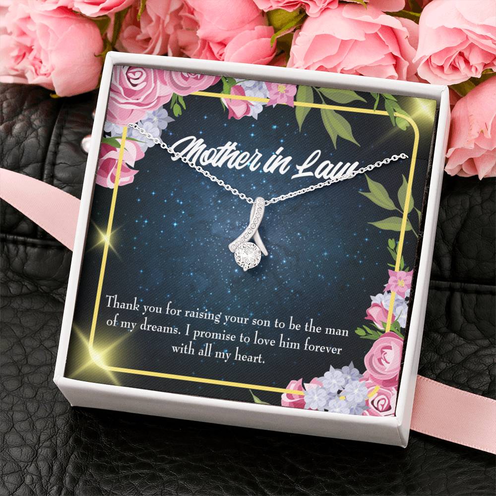 Mother-In-Law Necklace Mother In Love Eternity Ribbon Stone Pendant Keepsake Message Card-Express Your Love Gifts