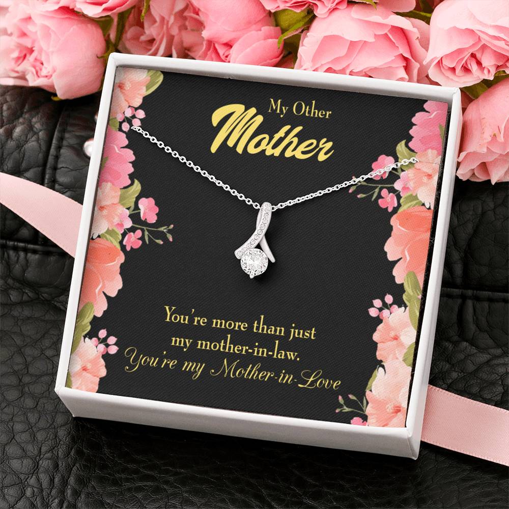 Mother-In-Law Necklace Not Just Mother-In-Law Eternity Ribbon Stone Pendant Keepsake Message Card-Express Your Love Gifts