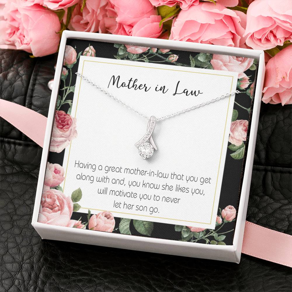 Mother-In-Law Necklace Mother-In-Law That Motivate Eternity Ribbon Stone Pendant Keepsake Message Card-Express Your Love Gifts