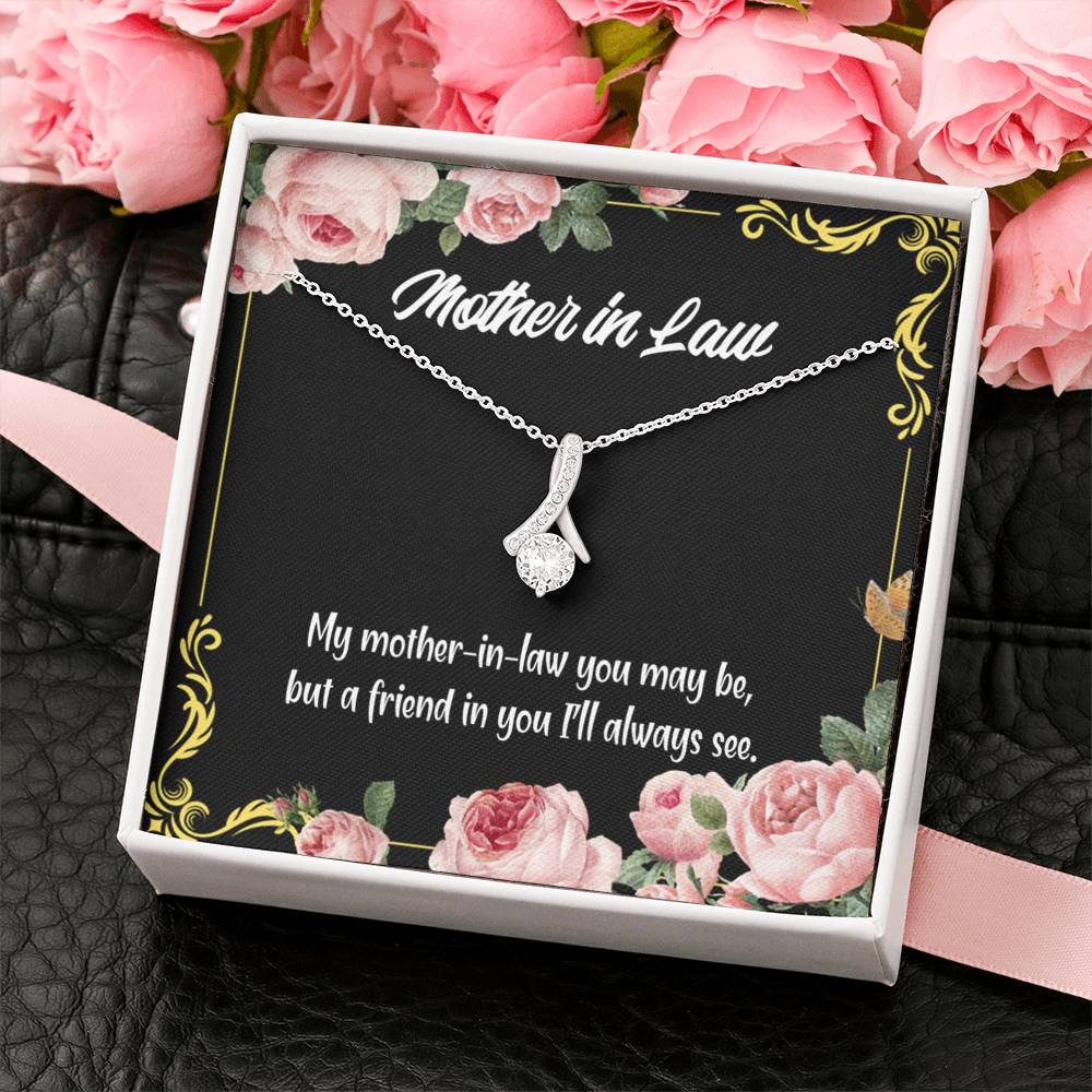 Mother-In-Law Necklace Mother-In-Law And Friend Eternity Ribbon Stone Pendant Keepsake Message Card-Express Your Love Gifts