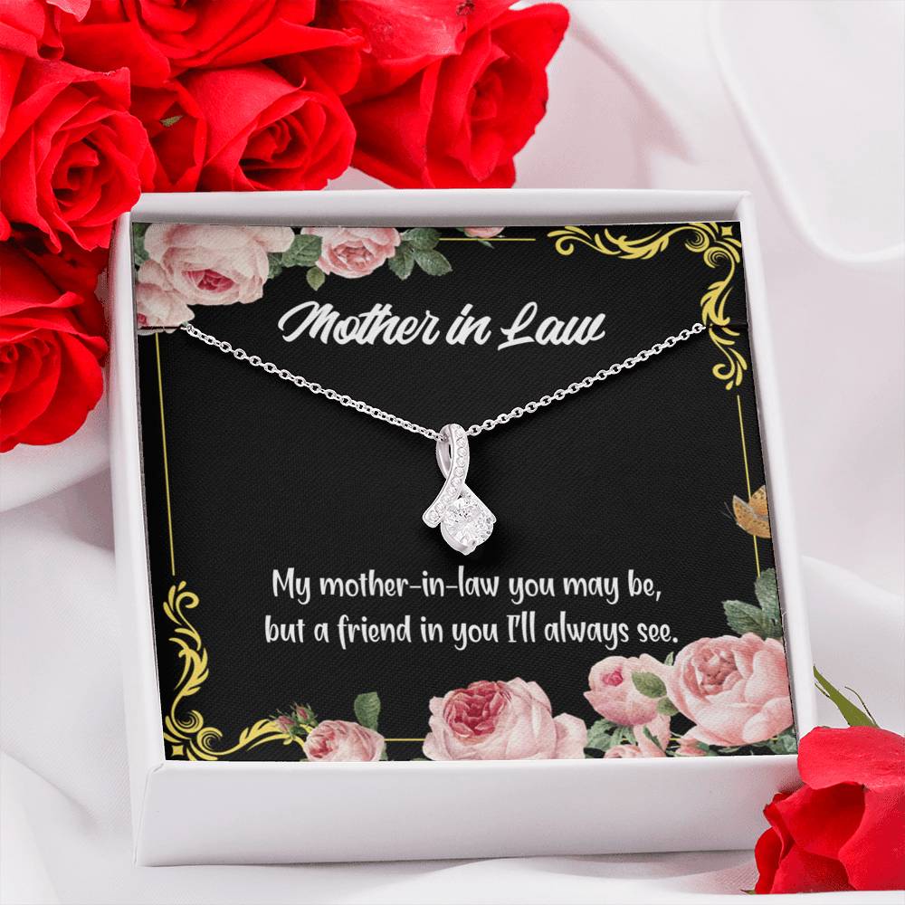 Mother-In-Law Necklace Mother-In-Law And Friend Eternity Ribbon Stone Pendant Keepsake Message Card-Express Your Love Gifts