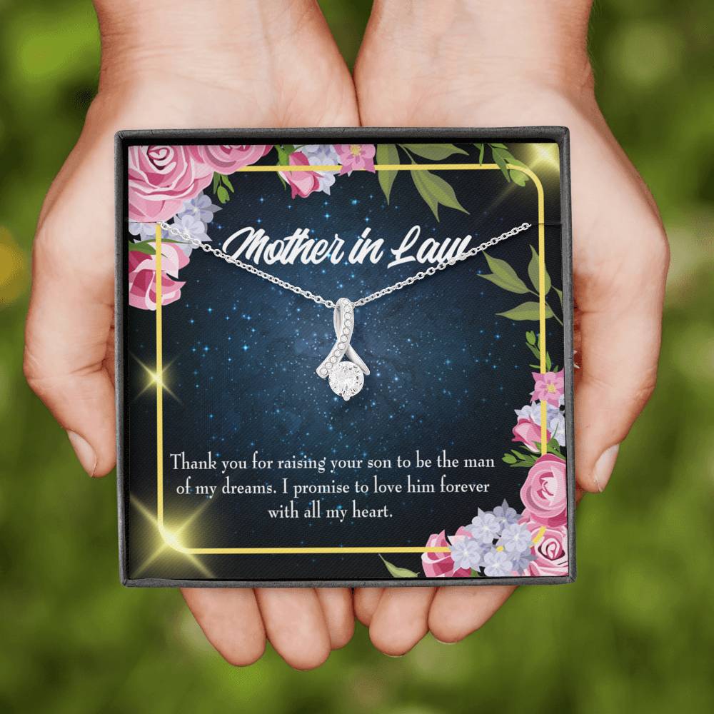 Mother-In-Law Necklace Mother In Love Eternity Ribbon Stone Pendant Keepsake Message Card-Express Your Love Gifts