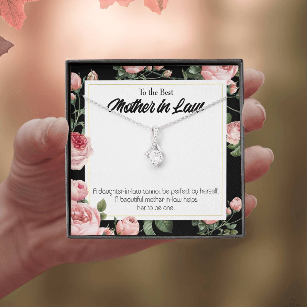 Mother-In-Law Necklace Beautiful Mother-In-Law Eternity Ribbon Stone Pendant Keepsake Message Card-Express Your Love Gifts