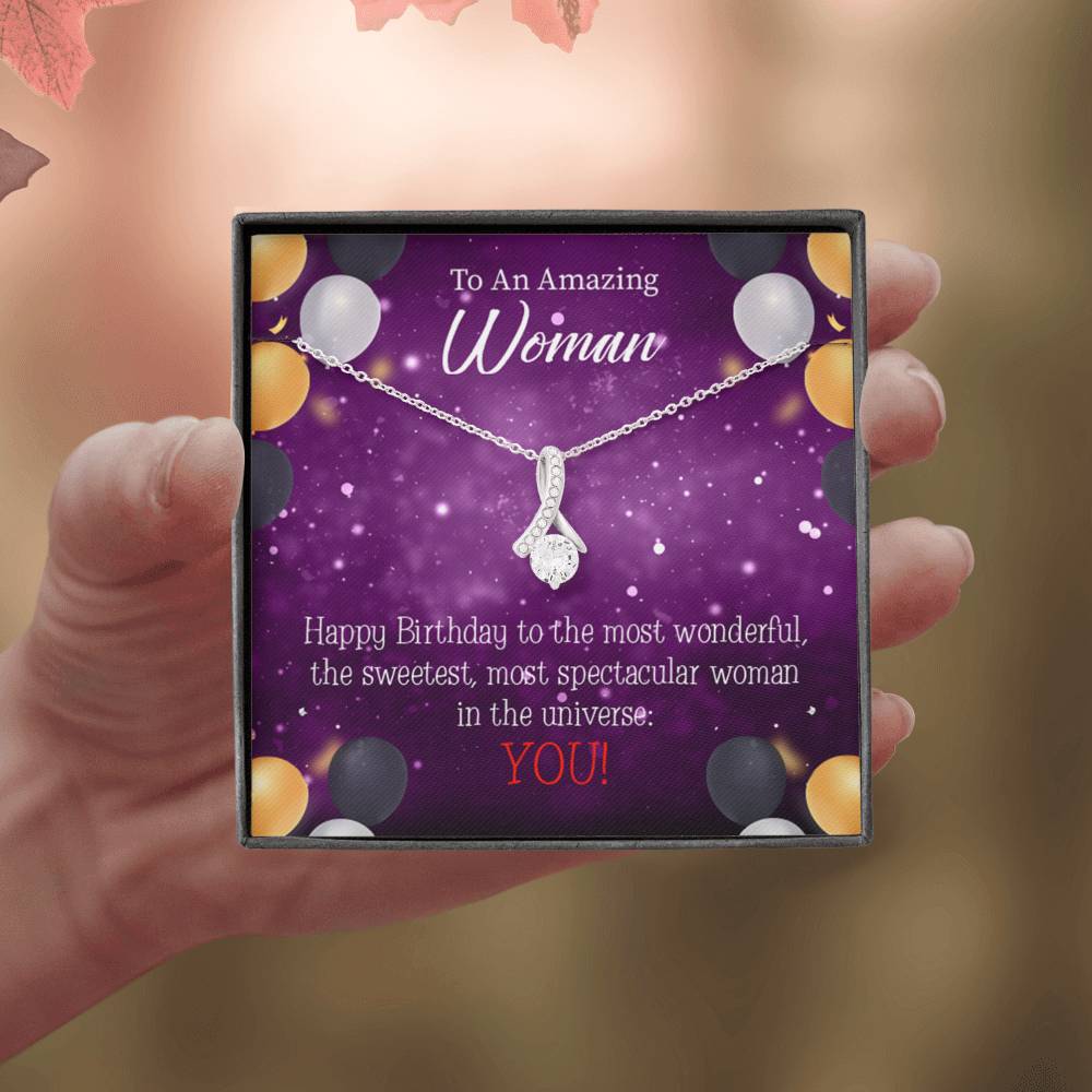 Best Mom In Universe Eternity Ribbon Necklace Birthday Message Card-Express Your Love Gifts