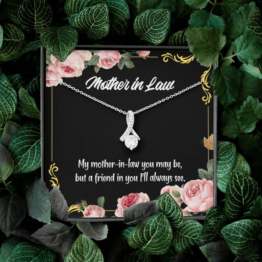 Mother-In-Law Necklace Mother-In-Law And Friend Eternity Ribbon Stone Pendant Keepsake Message Card-Express Your Love Gifts