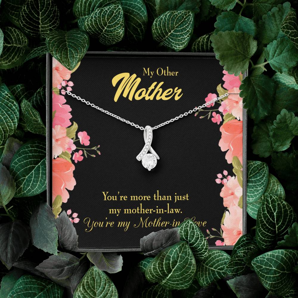 Mother-In-Law Necklace Not Just Mother-In-Law Eternity Ribbon Stone Pendant Keepsake Message Card-Express Your Love Gifts