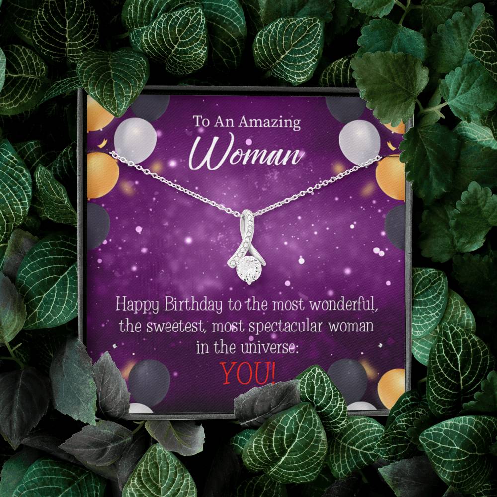 Best Mom In Universe Eternity Ribbon Necklace Birthday Message Card-Express Your Love Gifts