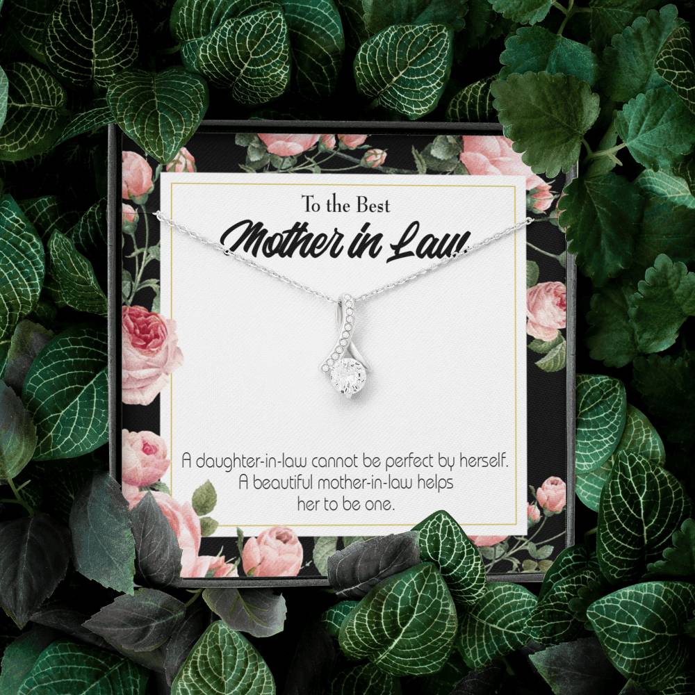 Mother-In-Law Necklace Beautiful Mother-In-Law Eternity Ribbon Stone Pendant Keepsake Message Card-Express Your Love Gifts