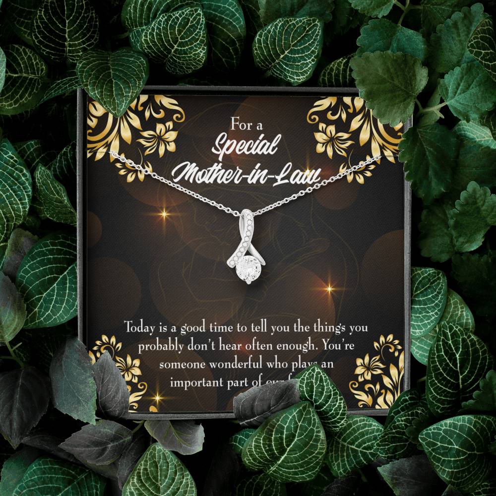 Mother-In-Law Necklace Someone Wonderful Eternity Ribbon Stone Pendant-Express Your Love Gifts