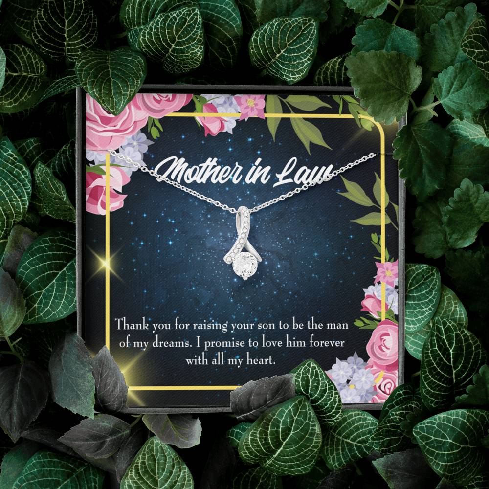 Mother-In-Law Necklace Mother In Love Eternity Ribbon Stone Pendant Keepsake Message Card-Express Your Love Gifts