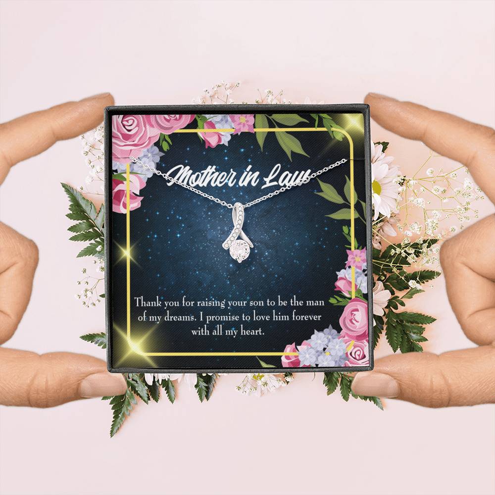 Mother-In-Law Necklace Mother In Love Eternity Ribbon Stone Pendant Keepsake Message Card-Express Your Love Gifts