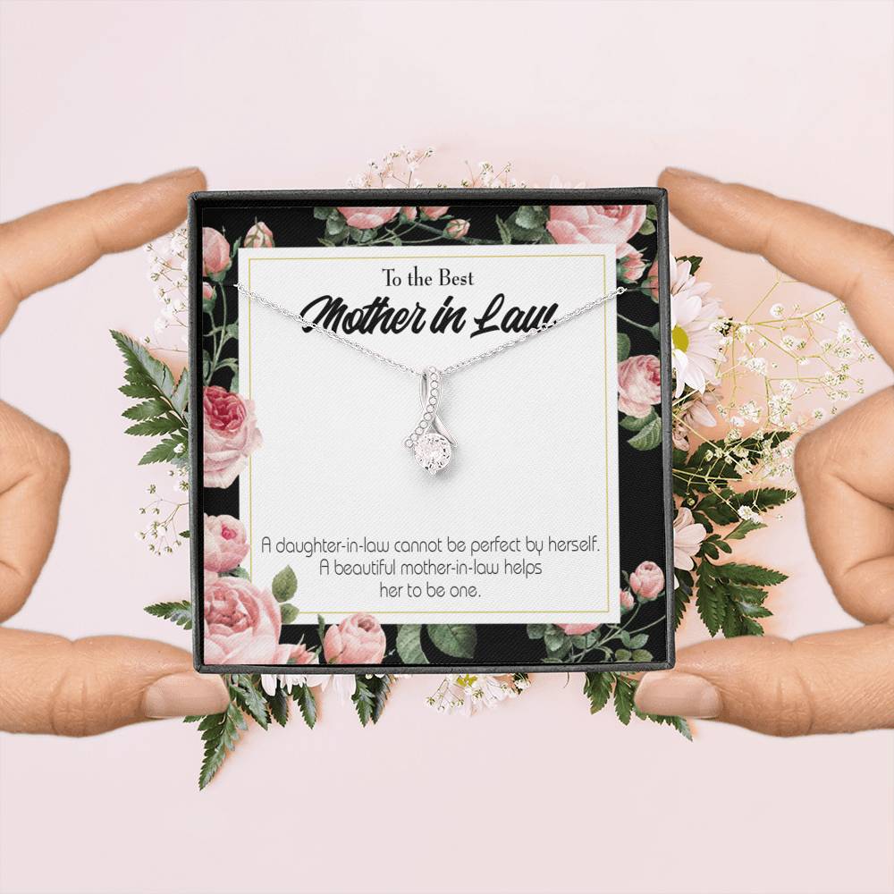 Mother-In-Law Necklace Beautiful Mother-In-Law Eternity Ribbon Stone Pendant Keepsake Message Card-Express Your Love Gifts