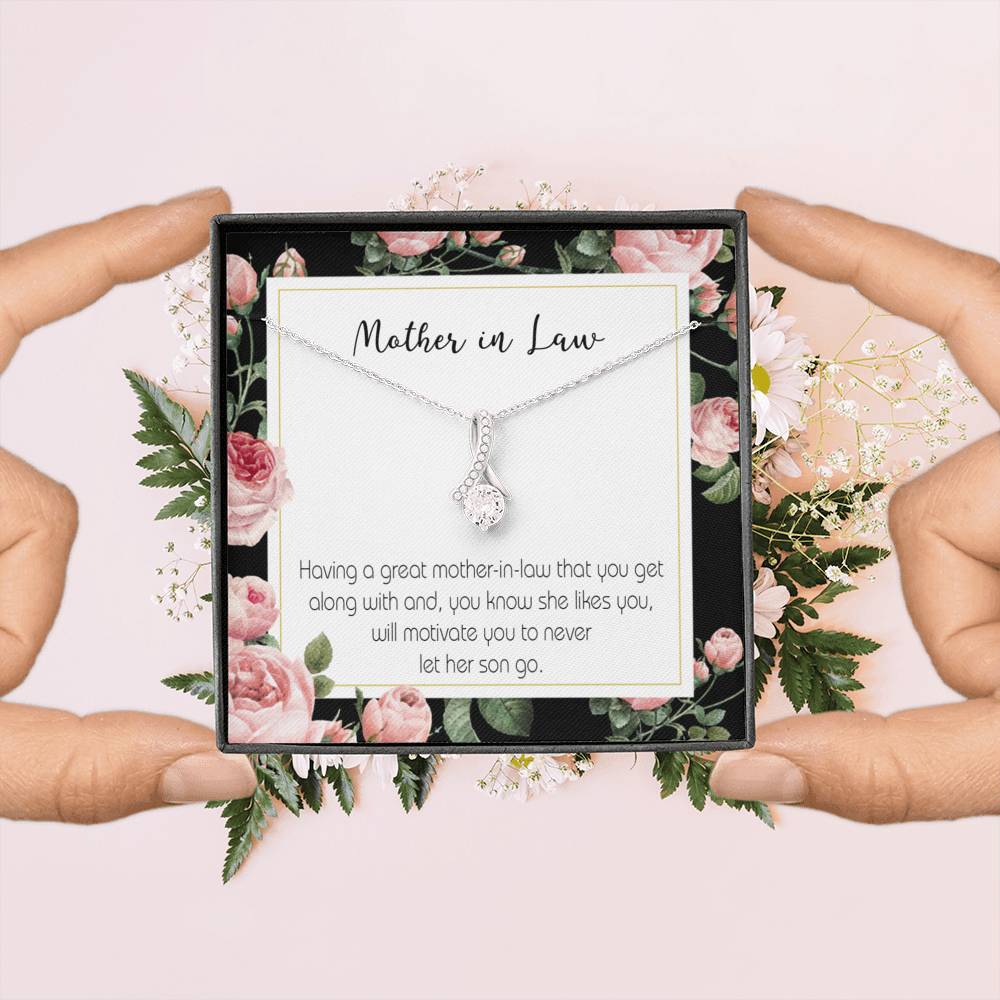 Mother-In-Law Necklace Mother-In-Law That Motivate Eternity Ribbon Stone Pendant Keepsake Message Card-Express Your Love Gifts