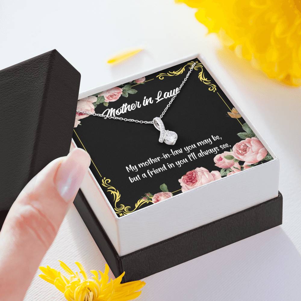 Mother-In-Law Necklace Mother-In-Law And Friend Eternity Ribbon Stone Pendant Keepsake Message Card-Express Your Love Gifts