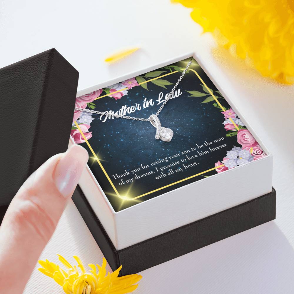 Mother-In-Law Necklace Mother In Love Eternity Ribbon Stone Pendant Keepsake Message Card-Express Your Love Gifts