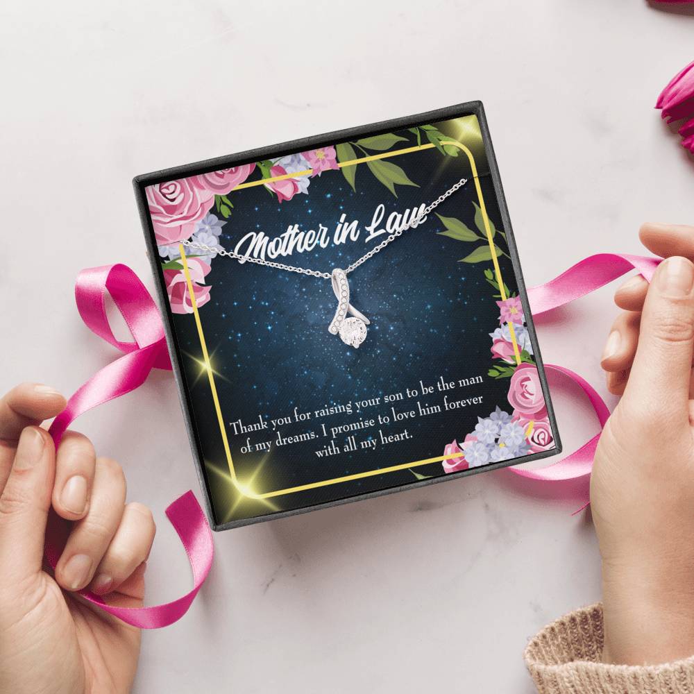 Mother-In-Law Necklace Mother In Love Eternity Ribbon Stone Pendant Keepsake Message Card-Express Your Love Gifts