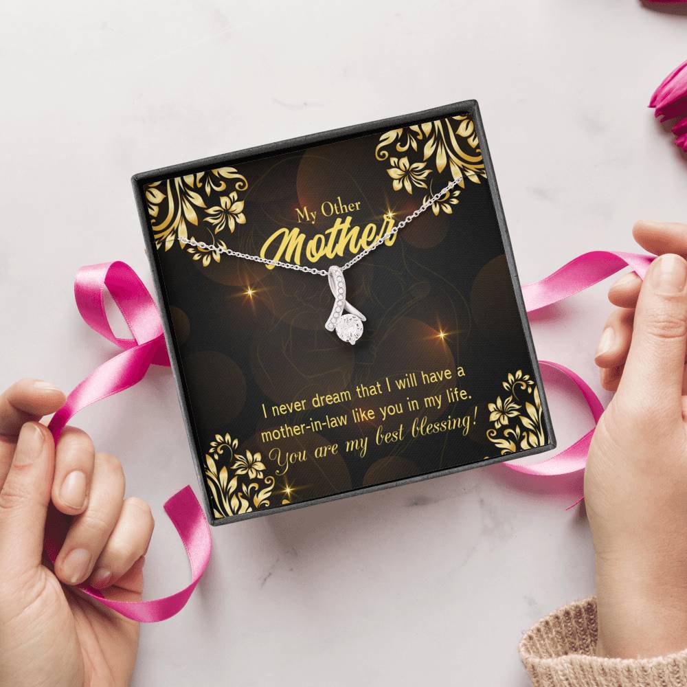 Mother-In-Law Necklace You'Re My Blessing Eternity Ribbon Stone Pendant-Express Your Love Gifts