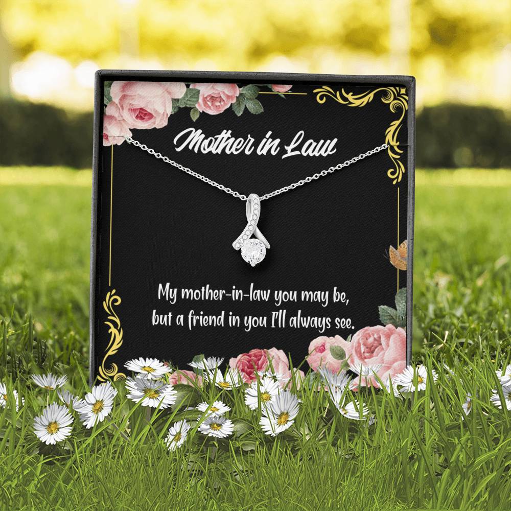 Mother-In-Law Necklace Mother-In-Law And Friend Eternity Ribbon Stone Pendant Keepsake Message Card-Express Your Love Gifts