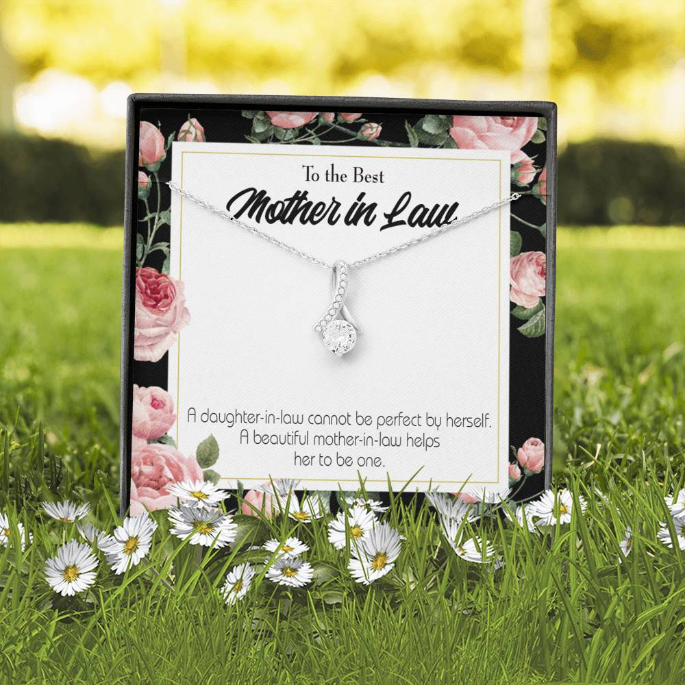 Mother-In-Law Necklace Beautiful Mother-In-Law Eternity Ribbon Stone Pendant Keepsake Message Card-Express Your Love Gifts