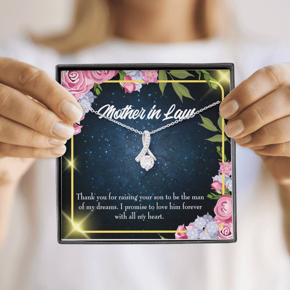 Mother-In-Law Necklace Mother In Love Eternity Ribbon Stone Pendant Keepsake Message Card-Express Your Love Gifts
