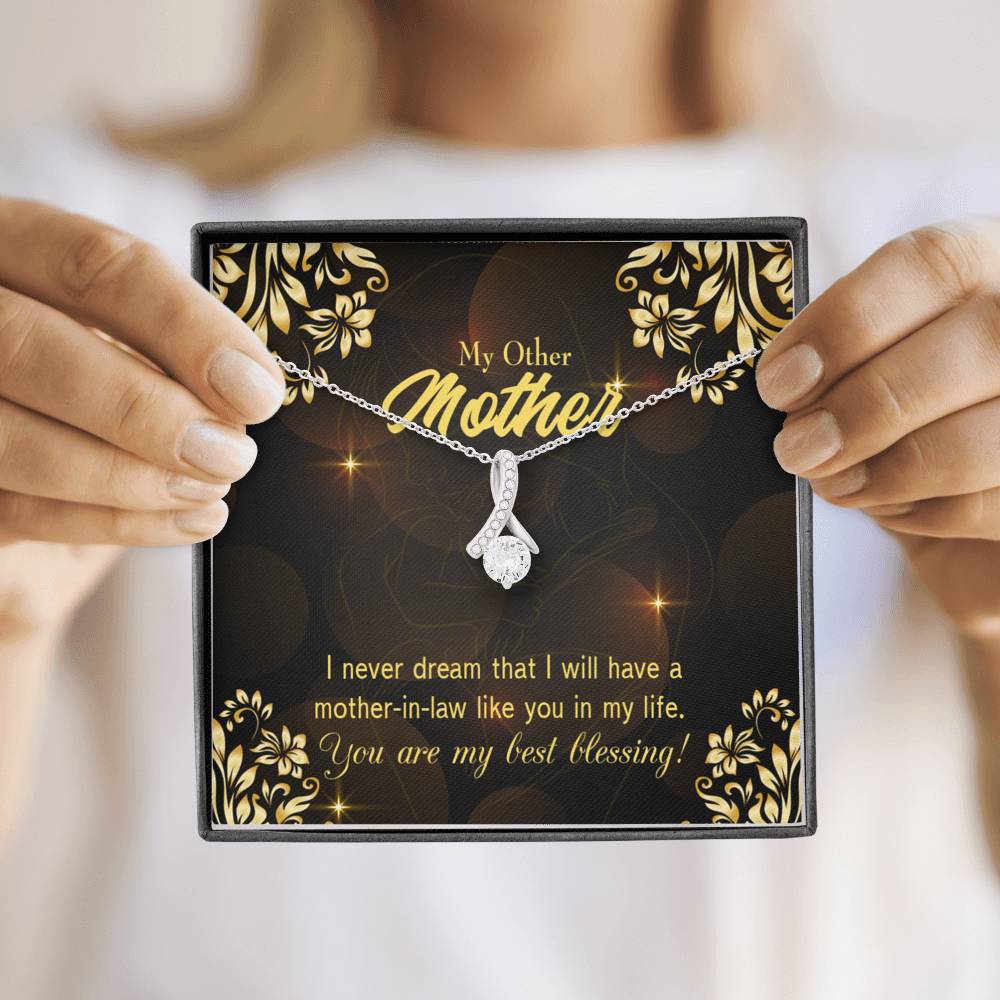 Mother-In-Law Necklace You'Re My Blessing Eternity Ribbon Stone Pendant-Express Your Love Gifts
