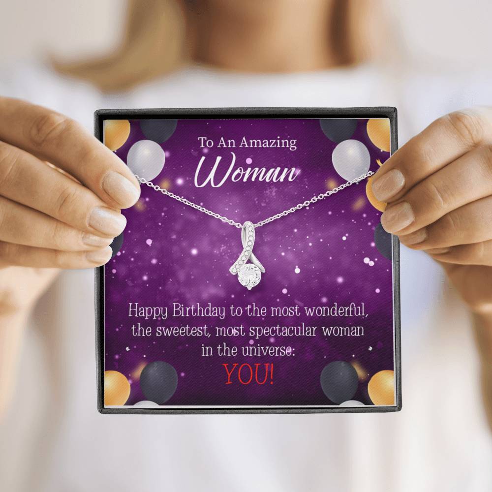 Best Mom In Universe Eternity Ribbon Necklace Birthday Message Card-Express Your Love Gifts