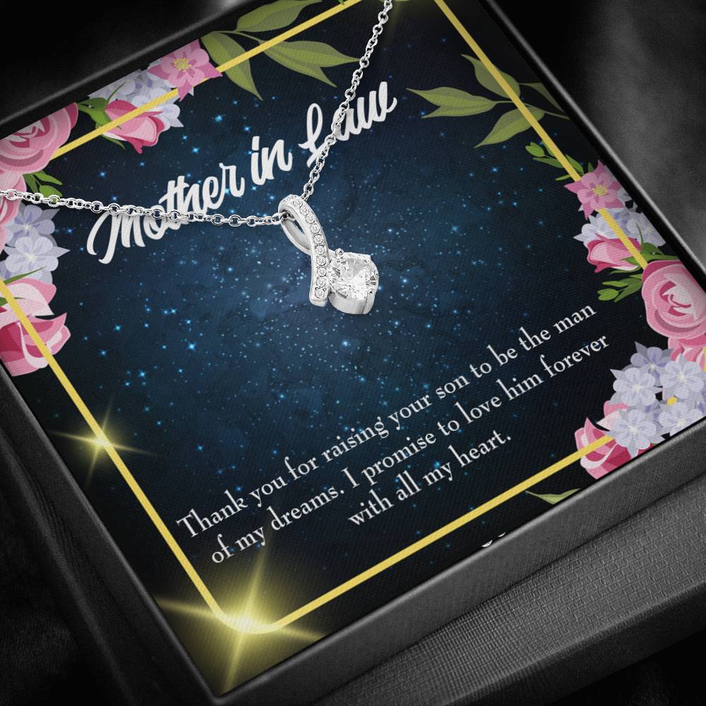 Mother-In-Law Necklace Mother In Love Eternity Ribbon Stone Pendant Keepsake Message Card-Express Your Love Gifts