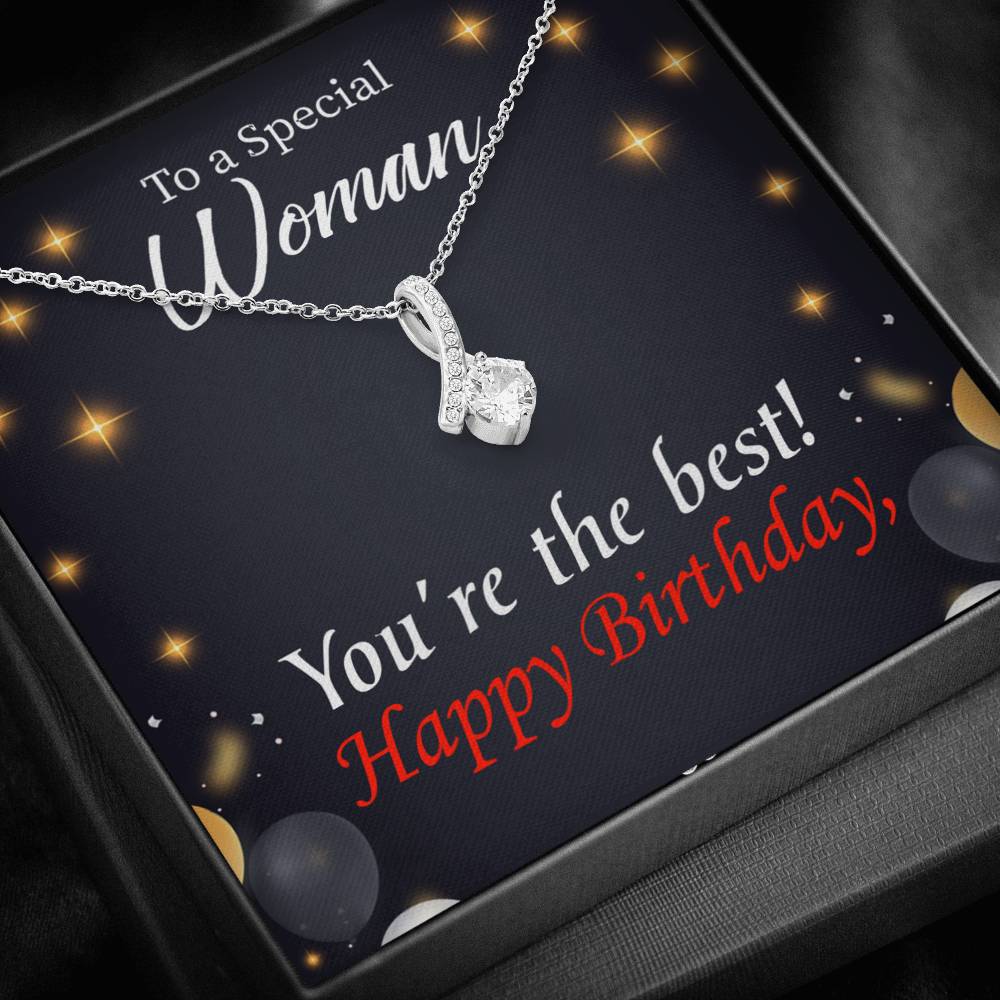 Happy Birthday Mom You'Re The Best Eternity Ribbon Stone Necklace Message Card-Express Your Love Gifts