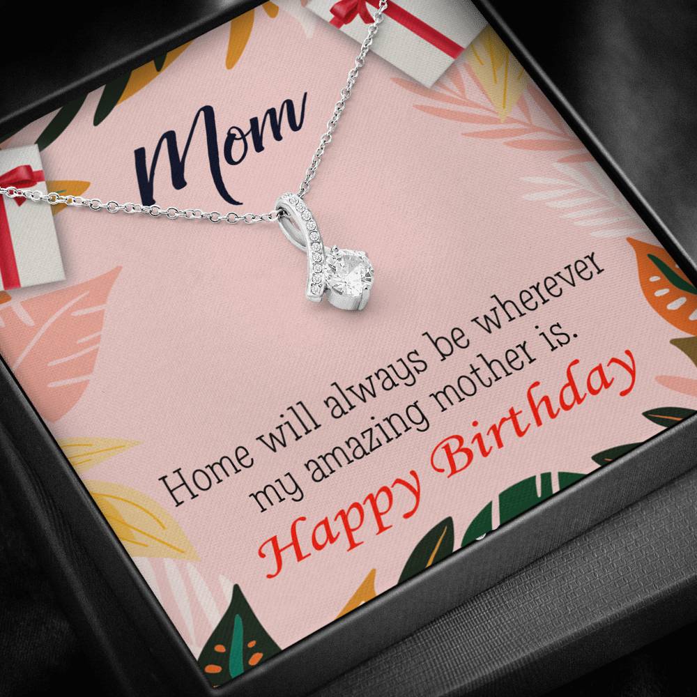 My Amazing Mom Eternity Ribbon Stone Necklace Message Birthday Card-Express Your Love Gifts