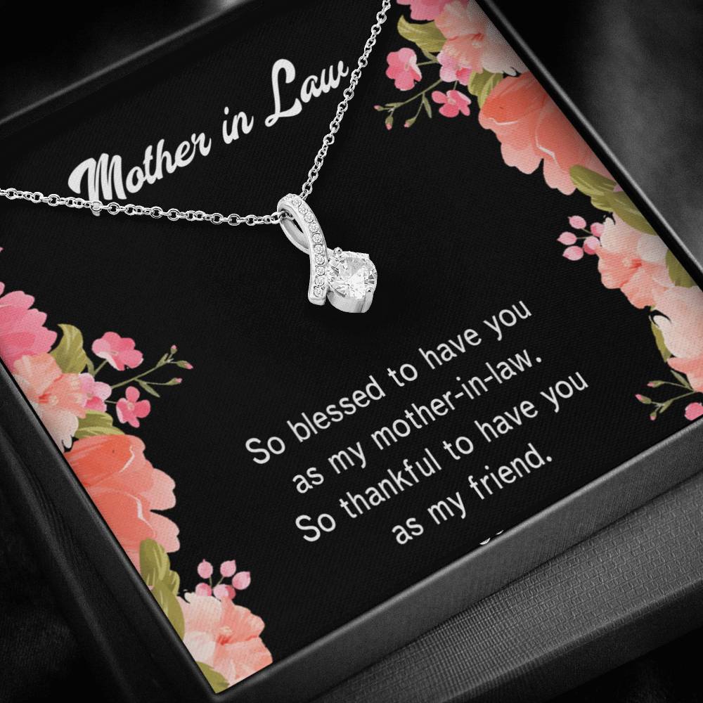 Mother-In-Law Necklace So Blessed Eternity Ribbon Stone Pendant Keepsake Message Card-Express Your Love Gifts