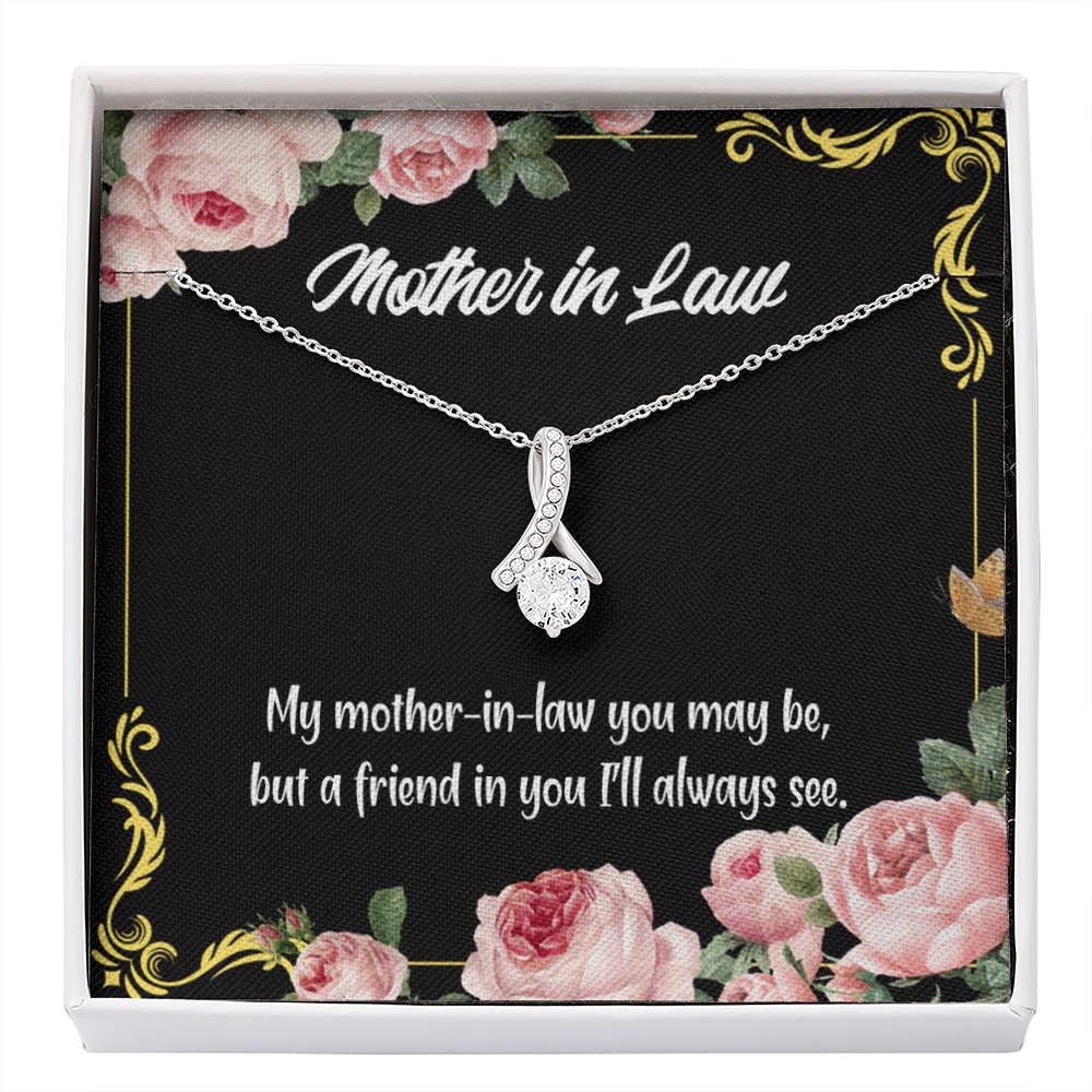 Mother-In-Law Necklace Mother-In-Law And Friend Eternity Ribbon Stone Pendant Keepsake Message Card-Express Your Love Gifts