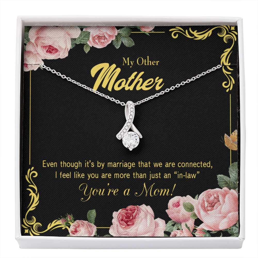 Mother-In-Law Necklace Connected Eternity Ribbon Stone Pendant Keepsake Message Card-Express Your Love Gifts