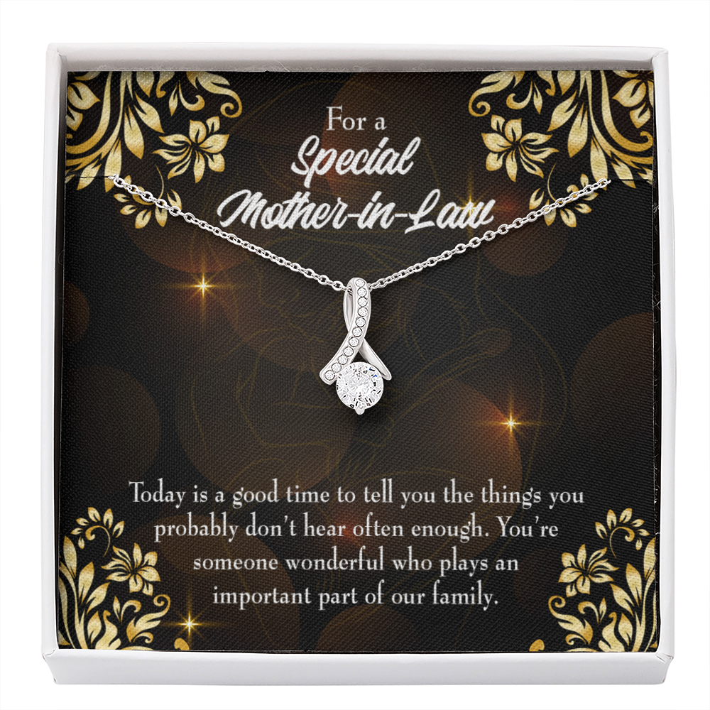 Mother-In-Law Necklace Someone Wonderful Eternity Ribbon Stone Pendant-Express Your Love Gifts