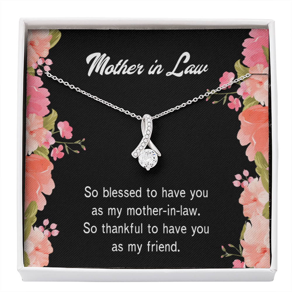 Mother-In-Law Necklace So Blessed Eternity Ribbon Stone Pendant Keepsake Message Card-Express Your Love Gifts