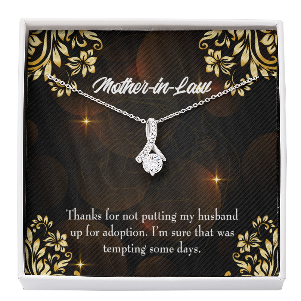 Mother-In-Law Necklace Funny Mother-In-Law Message Eternity Ribbon Stone Pendant Keepsake Message Card-Express Your Love Gifts