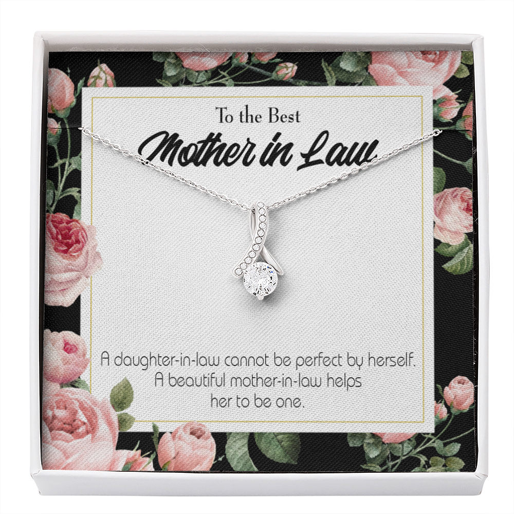 Mother-In-Law Necklace Beautiful Mother-In-Law Eternity Ribbon Stone Pendant Keepsake Message Card-Express Your Love Gifts