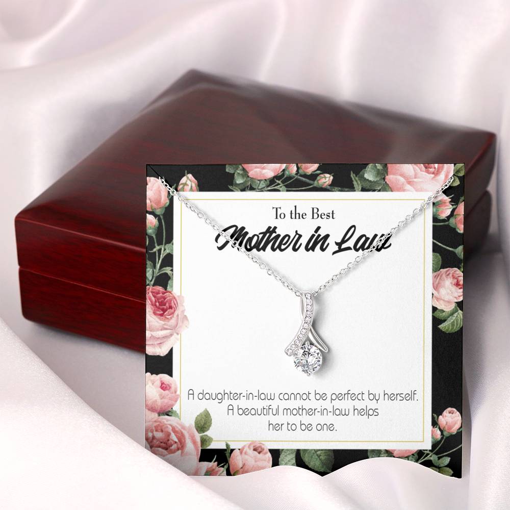 Mother-In-Law Necklace Beautiful Mother-In-Law Eternity Ribbon Stone Pendant Keepsake Message Card-Express Your Love Gifts
