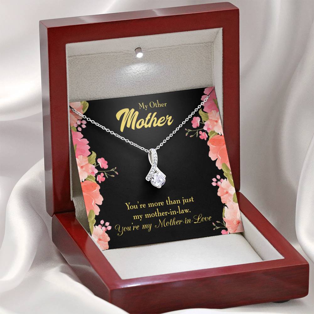 Mother-In-Law Necklace Not Just Mother-In-Law Eternity Ribbon Stone Pendant Keepsake Message Card-Express Your Love Gifts