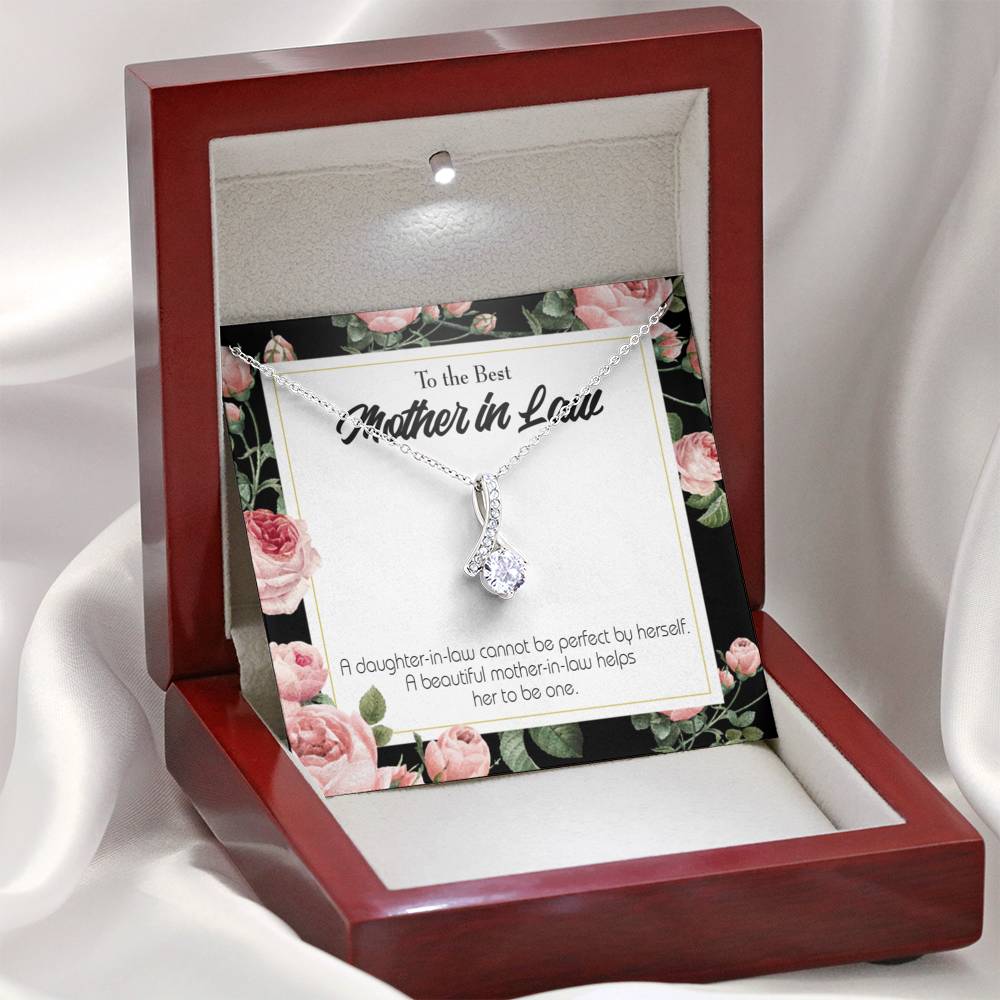 Mother-In-Law Necklace Beautiful Mother-In-Law Eternity Ribbon Stone Pendant Keepsake Message Card-Express Your Love Gifts
