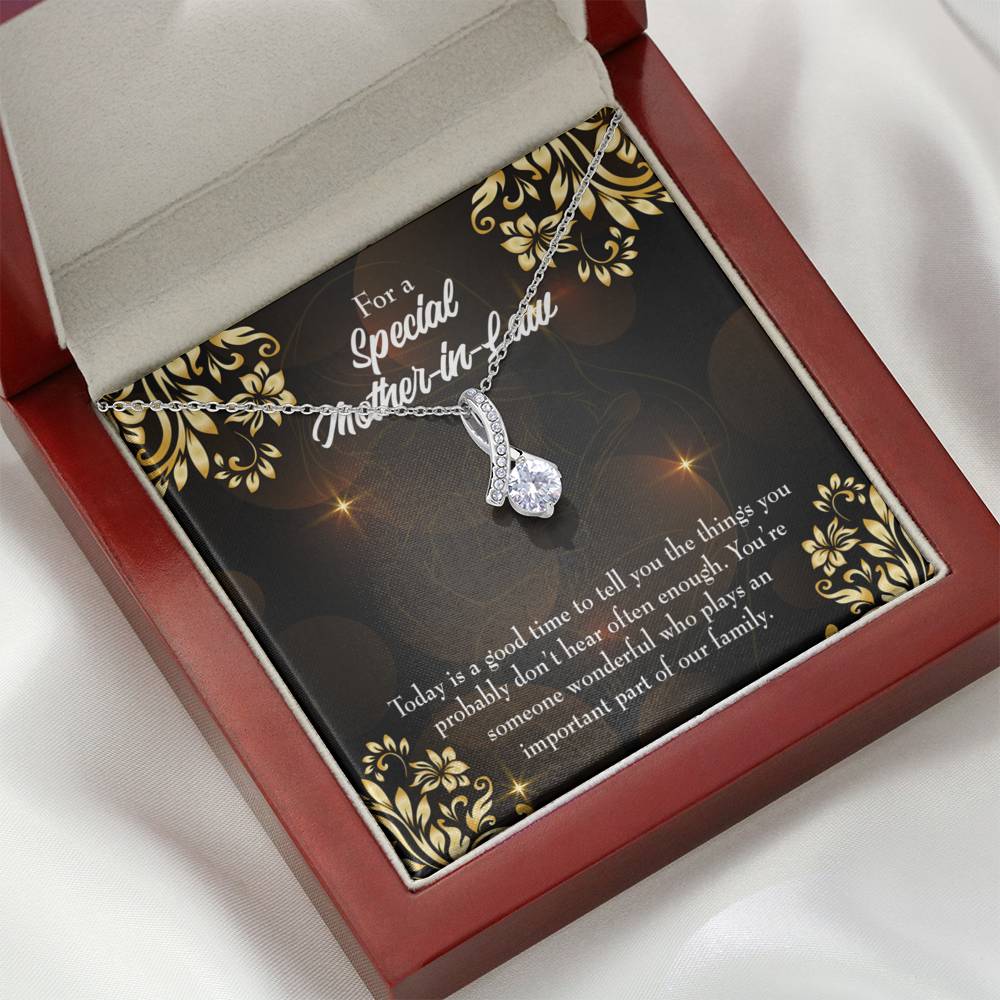 Mother-In-Law Necklace Someone Wonderful Eternity Ribbon Stone Pendant-Express Your Love Gifts